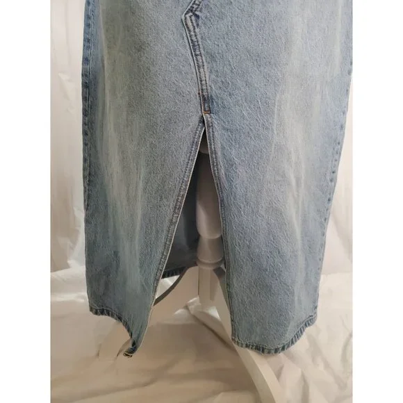 Abercrombie & Fitch High Rise Denim Skirt w/ Slit Size 32/14 Distressed Western - Picture 4 of 16